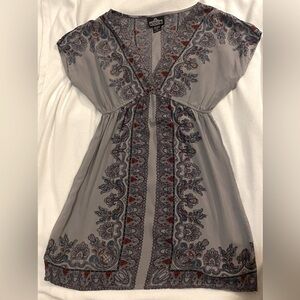 Angie- Sz Sm Gray V-Neck Tunic/Dress w/ Cinched Waist
